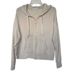 Workshop Republic Tan Full Zip Hoodie Sweatshirt Womens M Medium Modal Cozy